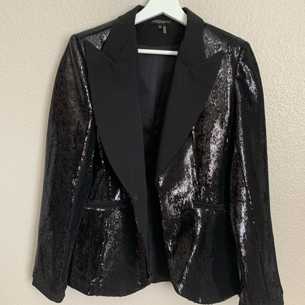 NEW Alberto Makali Black Sequin Blazer/Jacket
